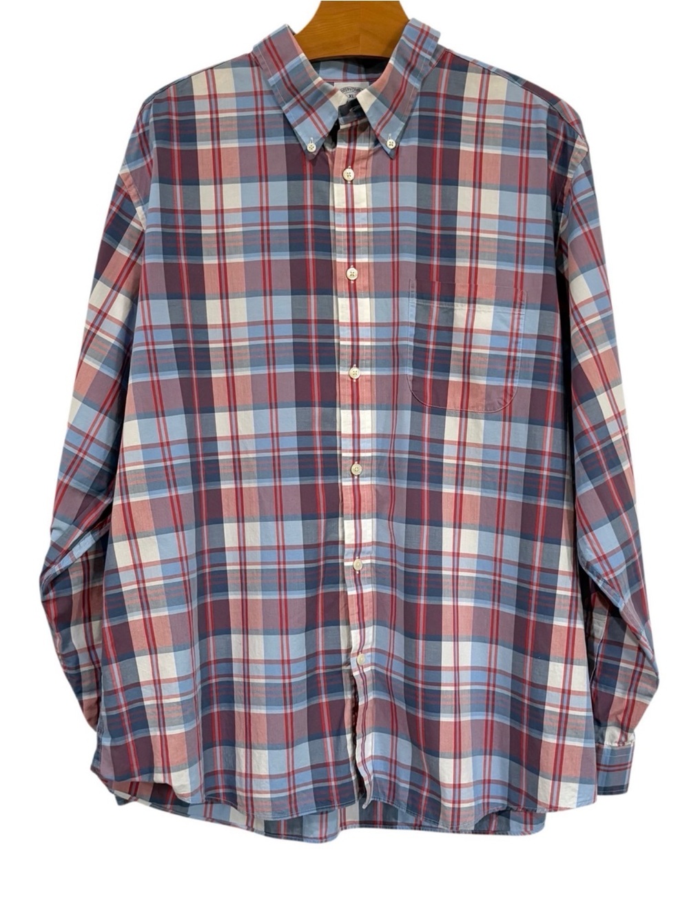 Brooks Brothers 1818 Regent Shirt Button Down XL Plaid Red Blue